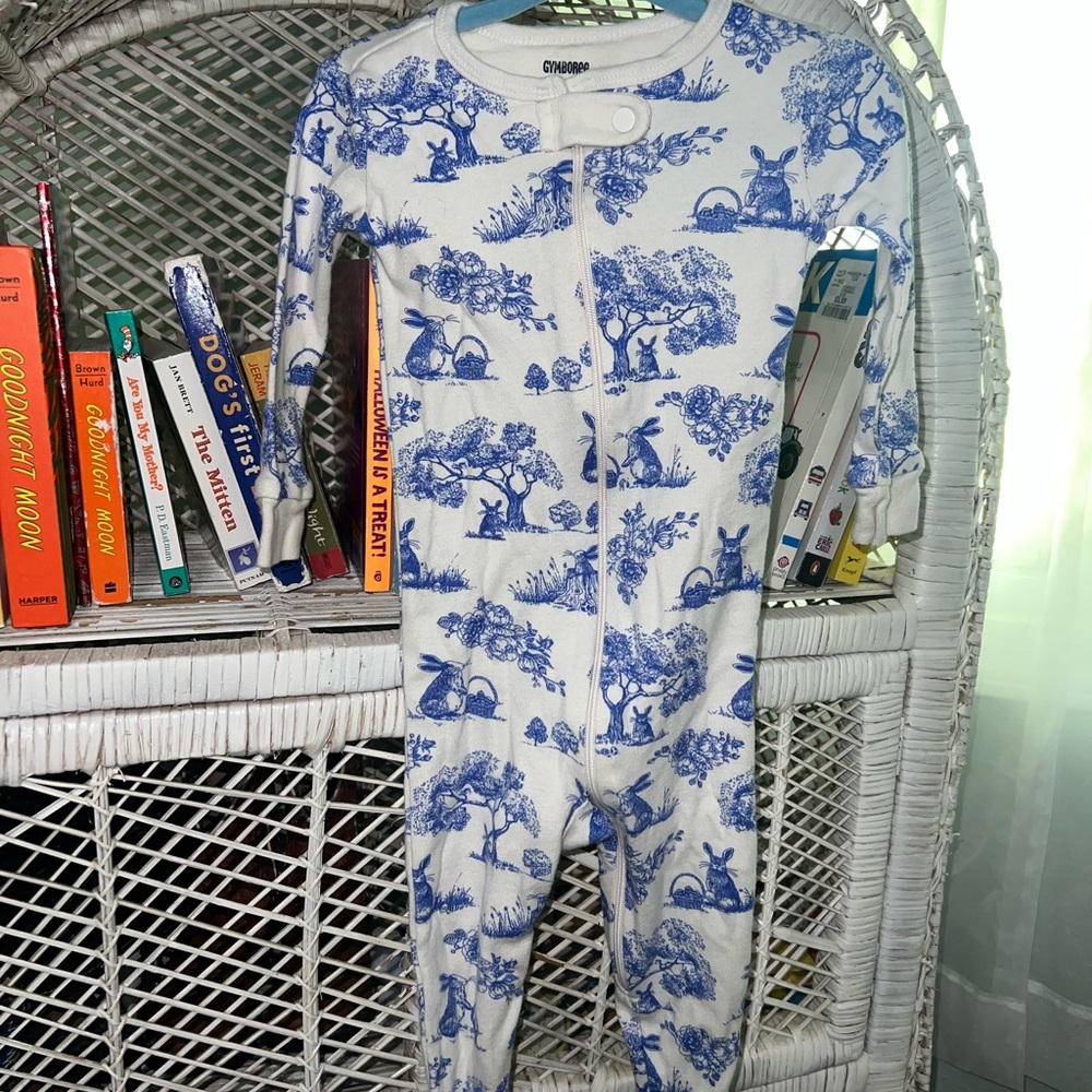Gymboree blue bunny print sleeper